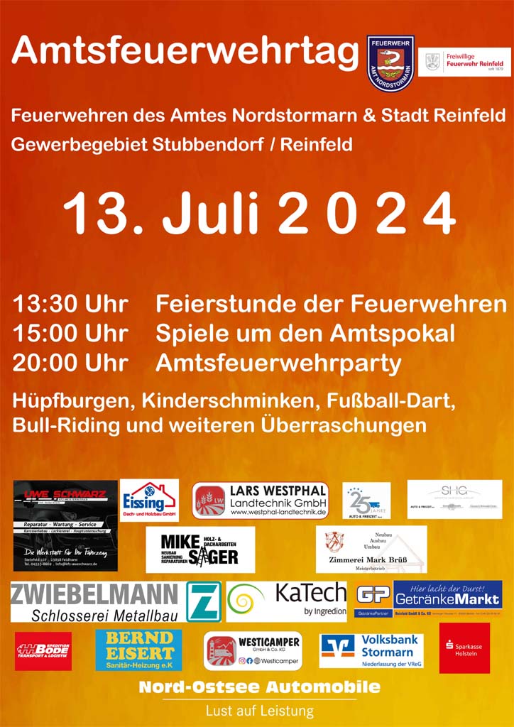 Amtsfeuerwehrtag Nordstormarn und Reinfeld am 13.07.24