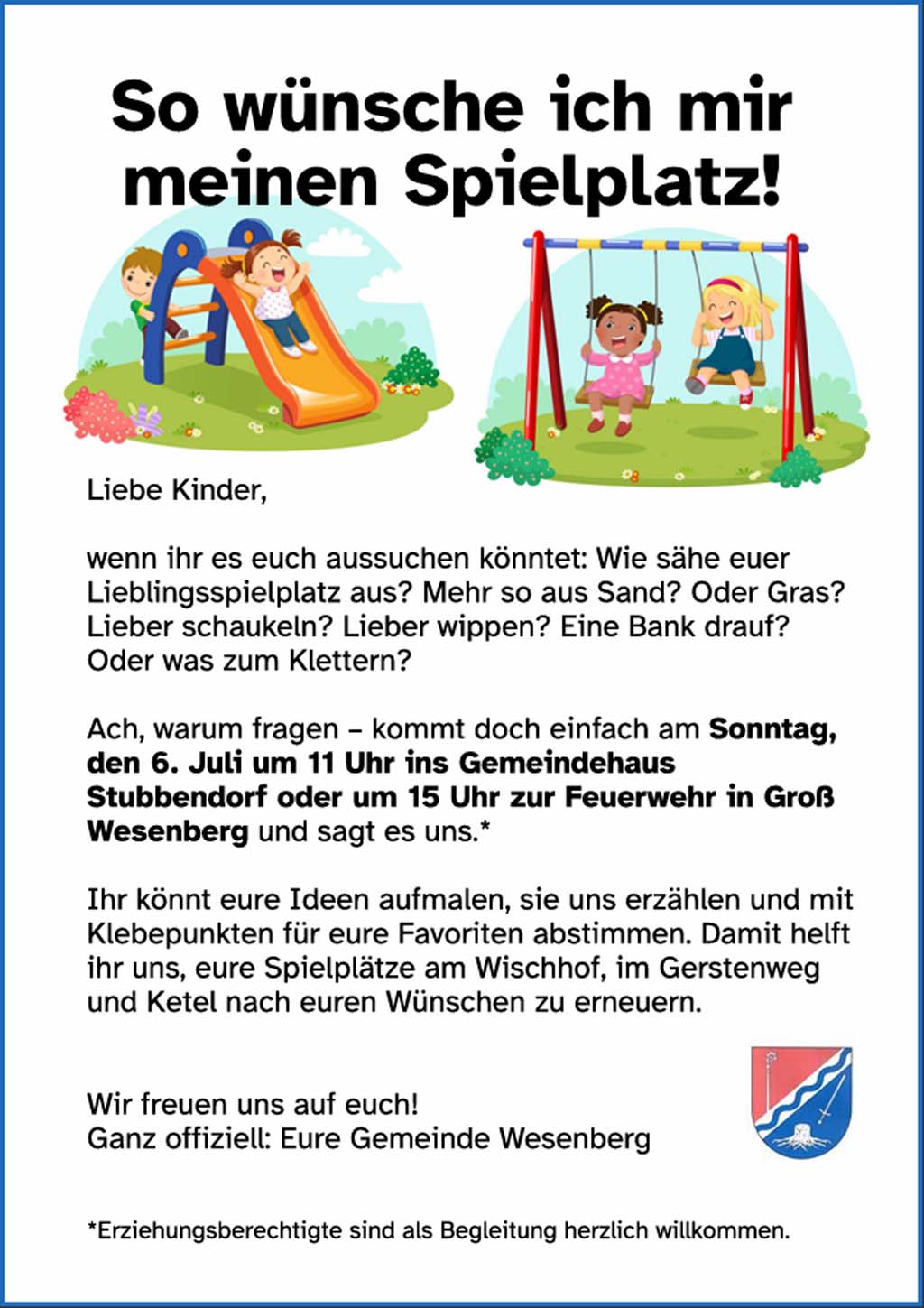 So wünsche ich mir meinen Spielplatz!